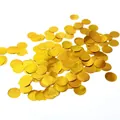 Close-up of shiny mirror gold round confetti sequins for birthday party decoration - 1.5cm 500g Pack / Gold