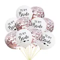 Set de globos Team Bride blancos con confeti oro rosa para decoraciones de bodas y fiestas - Blanco (Texto Negro) + Confeti Oro Rosa