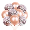 Detailansicht roségoldener 40. Geburtstag Ballons mit Metallic- und Konfetti-Effekt - Roségold + 40 Pailletten