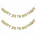 Glitter gold Happy 20th Birthday banner for party wall decoration and celebrations - HAPPY 20 TH BIRTHDAY