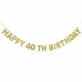 Glittering gold Happy 40th Birthday banner for 40 years anniversary party decoration - HAPPY 40 TH BIRTHDAY