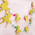 Guirlande licorne pailletée avec pompons colorés pour décoration de fête d'anniversaire - Licorne Pompon