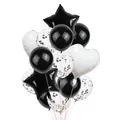 Rose gold and black balloon set with star and heart foil shapes for party decoration - Black and White Set Type B
