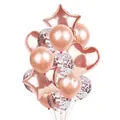 Rose gold party balloon set with heart and star foil balloons and confetti latex balloons - Rose Gold Set Type A