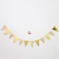Detail of gold foil pennant banner with metallic triangle flags for party decoration - Gold Triangle Banner / Gold