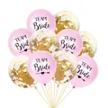 Pink Team Bride latex balloons and gold confetti clear balloons for wedding decor - Pink (Black Text) + Gold Confetti