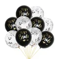 Team Bride black balloons and clear confetti balloons for wedding party decor - Black (Gold Text) + Gold/Silver Confetti