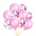 Gros plan de ballons roses du 1er anniversaire et ballons à confettis violets - Ballons Roses avec Confettis Magenta