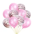 Ballons rose 1er anniversaire avec confettis or rose pour décoration de fête - Ballons Roses avec Confettis Or Rose