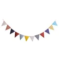 Detail of nautical triangle flags banner with anchor and stripe patterns for party decor - Nautical Pirate Theme