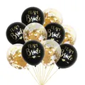 Black and gold Team Bride party balloons set with glitter confetti for wedding decor - Black (Gold Text) + Gold Confetti