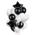 Elegant black and white balloon bouquet with latex rounds and foil stars for parties - Black and White Set Type A