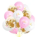 15er-Set Einhorn-Luftballons in Roségold mit Konfetti und goldenen Horn-Motiven - 1 / Pink Weiß Gold Konfetti Einhorn Gesicht Stil (1)