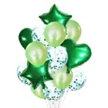 Green theme party balloon set with metallic star shapes and confetti latex balloons - Green Set