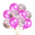 1st Birthday balloon set with rose red printed latex and rose gold confetti balloons - Magenta Balloons with Rose Gold Confetti