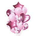 Rose gold party balloon set with latex and star heart foil balloons for birthday decor - Pink Set