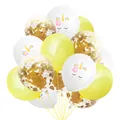 Unicorn and gold confetti balloon set in white, yellow, and rose gold colors - Yellow Mix (Unicorn Print + Gold Confetti)