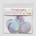 Detailed view of iridescent laser round party banners in original plastic packaging - 2m / Laser Silver Circle Garland