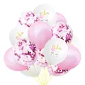Rose gold confetti balloons with white unicorn prints and pink latex balloons for party deco - Pink Mix (Unicorn Print + Pink Purple Confetti)