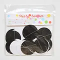 Detail of 2m black and white circle paper garland in retail packaging for party decor - 2m / Black & White Circle Garlands