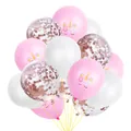 15pcs rose gold unicorn balloons set with confetti and pink latex for party decoration - Pink White Mix (Unicorn Print + Rose Gold Confetti)