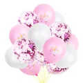Unicorn birthday balloon set with pink latex, white, and purple confetti balloons - Pink White Purple Mix (Print + Purple Confetti)