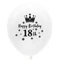 12-inch white latex balloon for 18th birthday party featuring a crown and star design - 18th Birthday Modern Crown