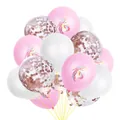 15pcs rose gold confetti balloons set with pink unicorn prints for party decoration - Pink White Romantic Mix (Multi Style + Rose Gold Confetti)