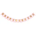 Pink swallowtail flags with gold foiled Happy Wedding lettering for bridal decor - Pink Happy Wedding