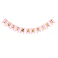Pink and gold fishtail banner with Just Married lettering for wedding party decoration - Pink Just Married