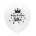 White 12 inch latex balloon with crown design for 50th happy birthday party decoration - 50th Birthday Modern Crown