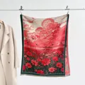 Écharpe style peinture à l'huile en cachemire synthétique avec motif floral rouge - Rouge