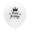 White latex birthday balloon with black crown and Happy Birthday print decoration - Happy Birthday Modern Crown