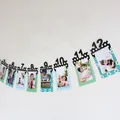 Baby's 1st birthday photo banner with numbered mint green and polka dot frames - Bowknot Boy Style