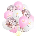 15pcs rose gold confetti balloons and unicorn print latex party decorations set - Pink White Rose Gold Confetti Unicorn Face Style (2)