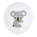 Detail of 12-inch white latex balloon with a cute cartoon koala pattern for party decor - Koala