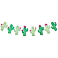 Guirlande de fête d'été avec cactus à paillettes vertes et fleurs en papier rose - Cactus