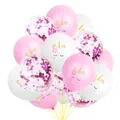 12-inch unicorn latex balloon set with pink, white and purple sequins for party decor - Pink White Purple Confetti Unicorn Face Style (3)
