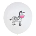 12-inch white latex balloon with a cute cartoon zebra print for party decorations - Zebra