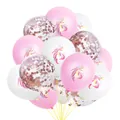 Unicorn party balloon set with pink, white, and rose gold confetti latex balloons - Pink White Cartoon Mix (Long Hair Unicorn + Rose Gold Confetti)