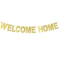 Glittery gold Welcome Home banner sign for celebration and home party decoration - Welcome Home Style