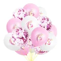 Unicorn latex balloons set with pink, white and purple confetti for party decor - Pink White Purple Fantasy Mix (Print + Purple Confetti)