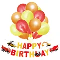 Construction excavator theme birthday party set with balloons and happy birthday banner - Orange Theme Decor Style Two