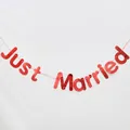 Striscione Just Married rosso metallizzato con nastro per decorazione festa di nozze - Stile Just Married Tondo Rosso Specchio