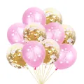 Set de ballons rose et or 1er anniversaire avec latex et confettis pour décoration - Ballons Roses avec Confettis Dorés