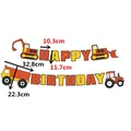 Detailed size specifications for excavator theme happy birthday banner with dimensions - Excavator Banner