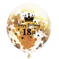 Ballon transparent 18 ans avec confettis dorés et imprimé couronne noire - 18ème Anniversaire-Confettis Dorés Transparent