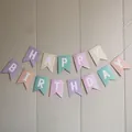 Pastel macaron Happy Birthday swallowtail banner with white lettering for party decor - 11.5*16cm Macaron Printed Fishtail Banner