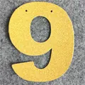 Numéro 9 à paillettes dorées pour guirlande de fête avec trous de suspension décoratifs - Chiffre 9 / Or