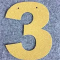 Chiffre 3 doré à paillettes avec perforations pour décoration de fête personnalisée - Chiffre 3 / Or